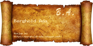 Berghold Ada névjegykártya